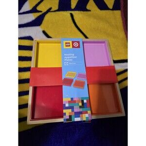 New Lego Nesting Appetizer Plates 5Pcs RED PINK YELLOW ORANGE PLATE LEGO